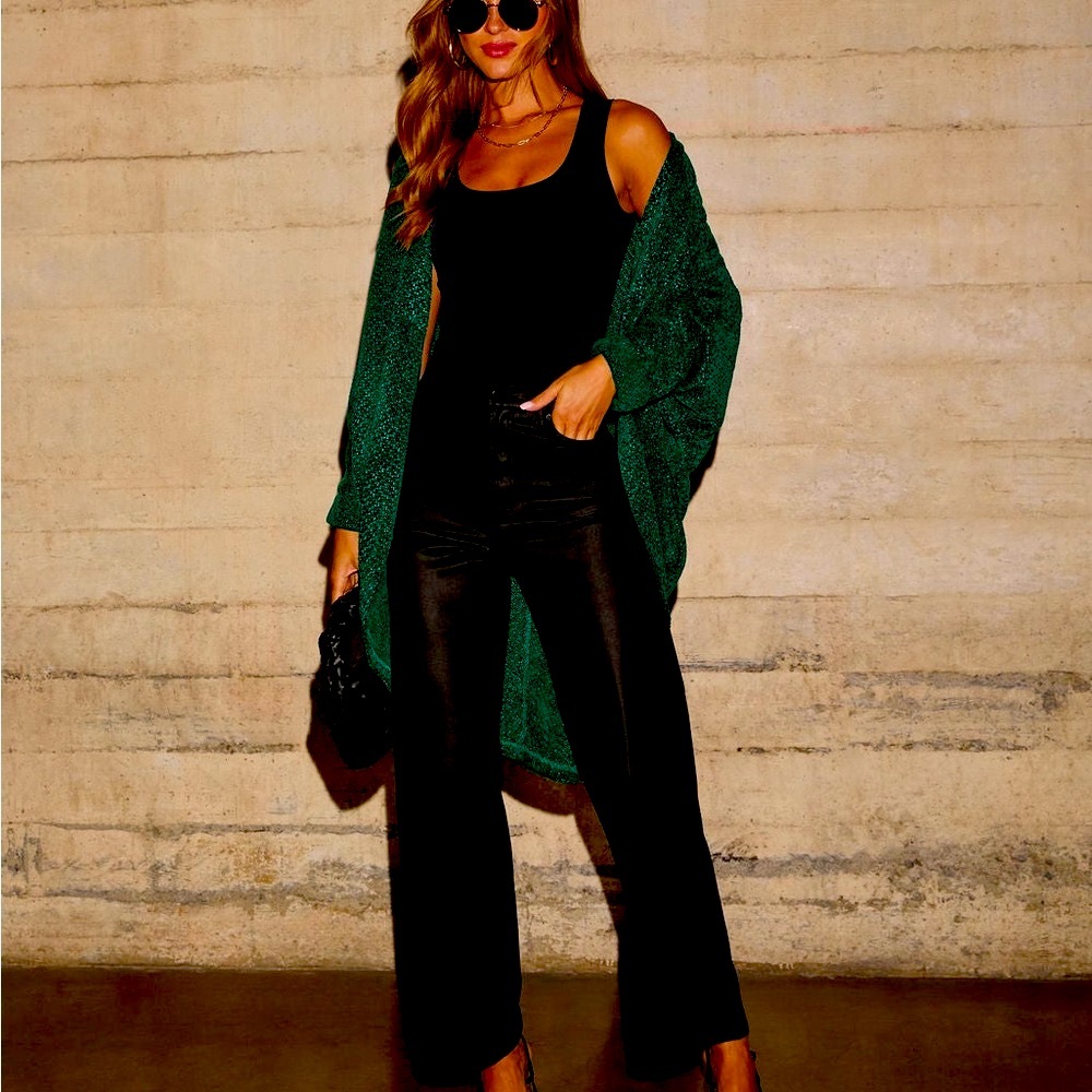 By Vici Sweet Dream Chenille Dolman Cardigan In Pine Tree Color Size Small! View 2